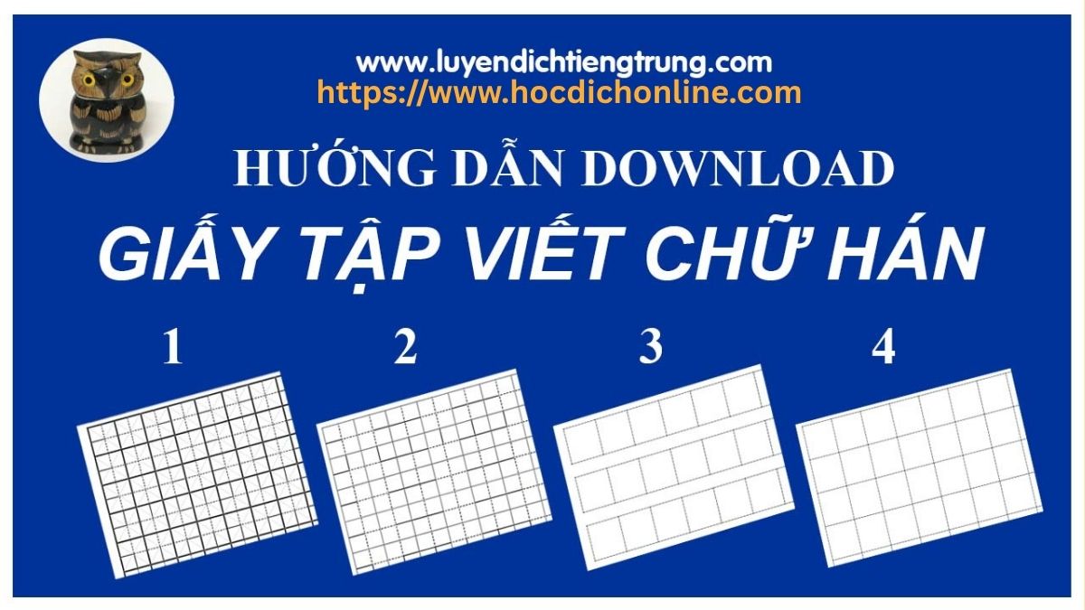 Download 4 mẫu giấy kẻ ô tập viết chữ Hán